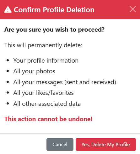 Deletion confirmation dialog